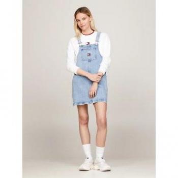 Robe Courte Zippée Denim Tommy Jeans Bleu Clair XS Femme