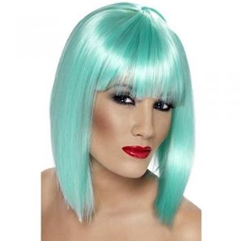 Neon Aqua Damenperücke von Smiffys – Kurzbob mit Pony, One Size, Modell 42137