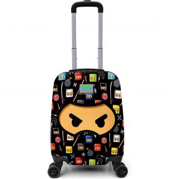 Kid's Coral Ninja Patterned Luggage – Black Edition