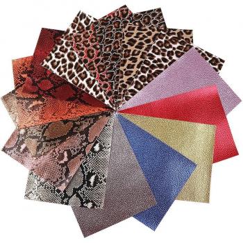 15Pcs A5 Leopard Printed Leather DIY Materials Set