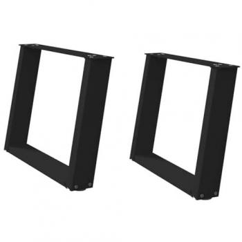 Couchtisch Beine U-Form 2 Stück Schwarz 70x(42-43) cm Stahl