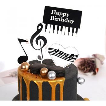 Accessoires de gâteau thème musique Piano, 1 ensemble, notes de musique pour cupcakes