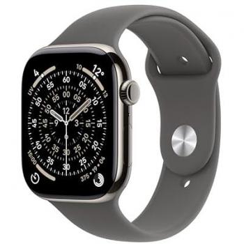Apple Watch Series 11 46 mm Natural Titanium Gehäuse mit Stone Grey Sportband – Cellular & GPS