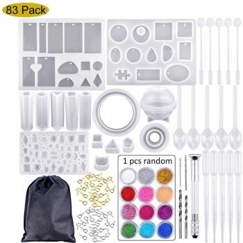 83Pcs Silicone Mold Set for DIY Resin and Clay with Storage Bag for Jewelry