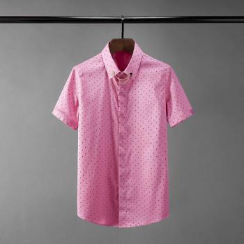 Camisa de Manga Corta Lujo Rosa Rojas