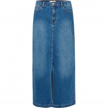 Women's Blue Denim Skirt with Slit, Cream Brand, Size L
