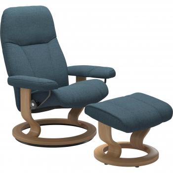 Stressless® Relaxsessel Consul petrol Q2 FARON mit Hocker, Classic Base, Größe S