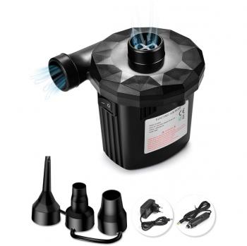 JOLVVN Pompe à Air 12V, 2 en 1 Gonfleur-Dégonfleur, 3 Buses, DC