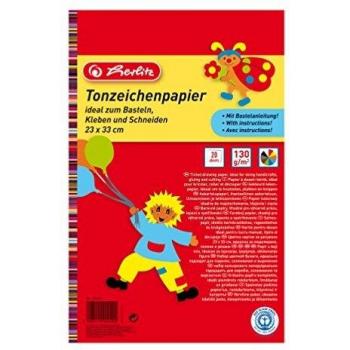 Herlitz Tonzeichenpapierblock, 120 g/m², 23 x 33 cm, 10 Farben