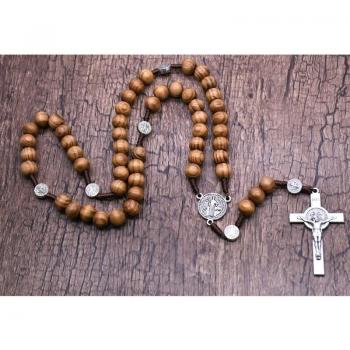 Handmade Men's Rosary Necklace with Jesus Pendant