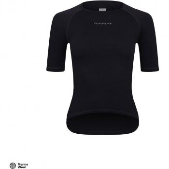 T-shirt Merino Isadore nera opaca manica corta per donna