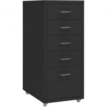 Bureau mobile à tiroirs – Noir métallisé – 5 compartiments – 28 × 41 × 69 cm – Référence DEC024579