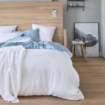 Parure de lit SILLAGE en bambou bleu 240x260