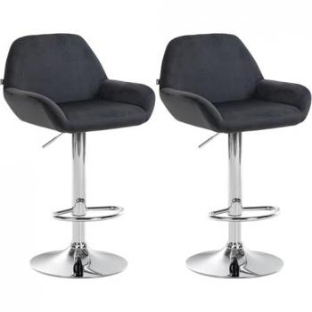 Drehbare Barhocker Braga Samt (2er Set) in Chromoptik