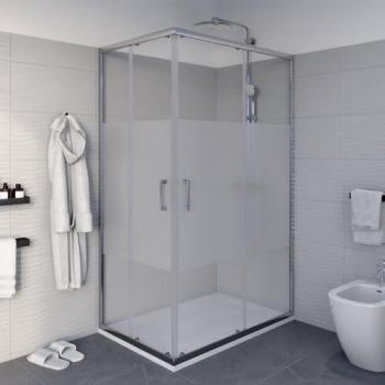 Box Doccia Angolare 80x120 cm – Design Icon con Vetro Serigrafato a Doppia Porta