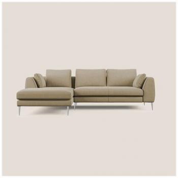 Microdivano Angolare T11 Beige, 272 cm, penisola e microfibra smacchiabile