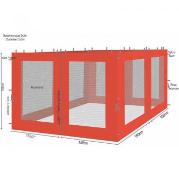 Quick Star 4‑seitiger Pavillon-Netzblock, RAL 2001