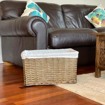 Big Huge Deep Fireplace Log Storage Basket With Lining 46 x 33 x 26cm