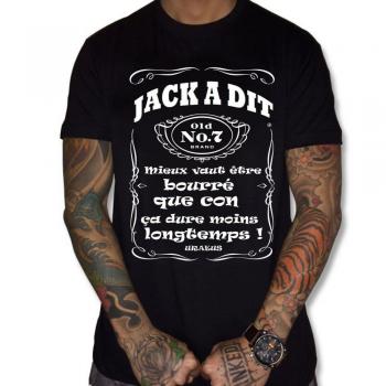 T-shirt Uraeus Jack a dit mieux vaut être bourré que con, ça dure moins longtemps ! (3XL, noir)