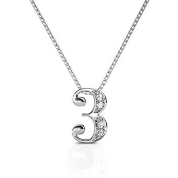 Collier Number 3 Tendance Argentée