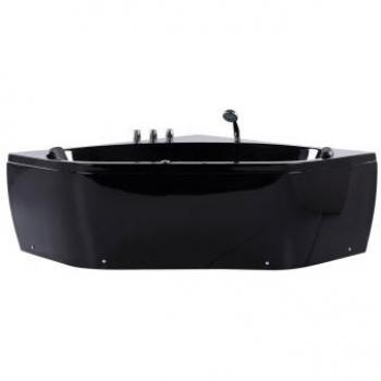 Balnéo Noir Acrylique 140 cm – LED Meves, Hydromassage à 12 jets