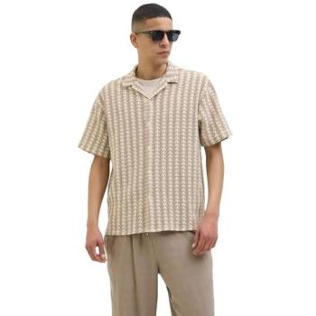 Camicia Jack & Jones A Maniche Corte Summer Luke Texture Resort Mocha Meringue Pattern Triangolo L (duplicata)