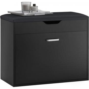 Banco Zapatero Negro con Asiento Acolchado