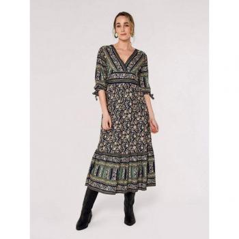Apricot Collection: Sarasa Floral Maxi Dress in Navy (Size 8)