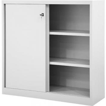 BISLEY Schiebetürenschrank ECO, 2 Fachböden lichtgrau