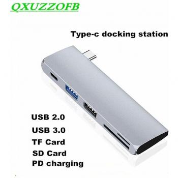 Type-C USB Adapter with TF Card Reader and Power Delivery for MacBook, Xiaomi, Samsung, Huawei Tablets and Laptops
