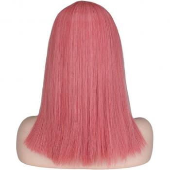 Peluca 14″ Ombre Grises y Azules con Detalle Rosa