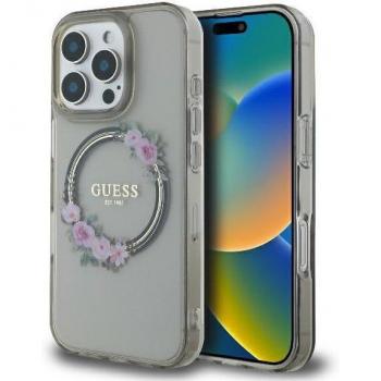 Custodia Elegante IML Flowers Wreath per iPhone 16 Pro – Versione MagSafe, Nero