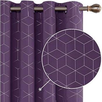 Tende Deconovo Termiche in Viola Scuro – 168x138 cm, 2 pannelli con stampa diamante