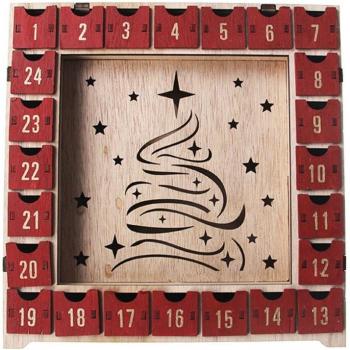 Festlicher Holz Adventskalender mit 24 Fächern und Licht