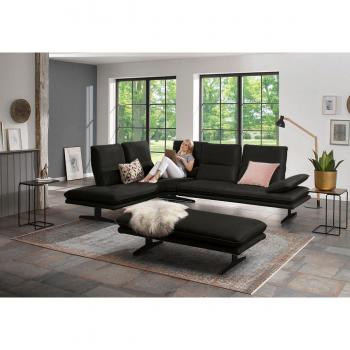 Ecksofa W.SCHILLIG „Broadway“ – Glattleder Z59, verstellbare Sitztiefe & Kopfteil