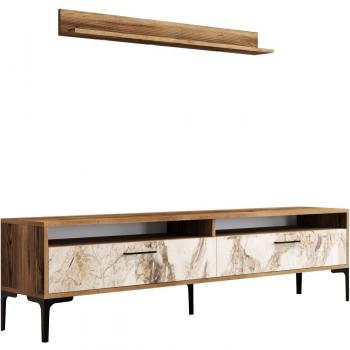 Mueble TV “Istanbul” con Riel de Mármoles Blancos