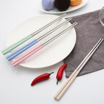Cute 304 Stainless Steel Wheat Straw Chopsticks