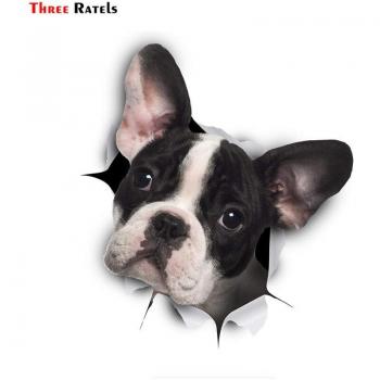 Autocollant 3D bouledogue français noir et blanc pour toilettes