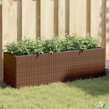 Fioriera da Giardino 3 Vasi Polyrattan Marrone 105x30x32 cm