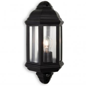 Park 1 Light Outdoor Wall Lantern PIR Black Polycarbonate IP44 E27