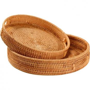 Handwoven Rattan Breakfast Serving Platter