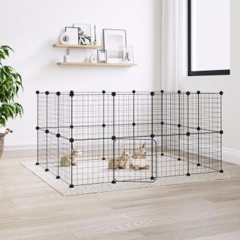 Cage Animaux de Compagnie à 28 Panneaux et Porte Noir 35x35 cm Enclos 3114038