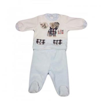 Completo 2pz ciniglia neonato Ellepi crema cielo 3 mesi
