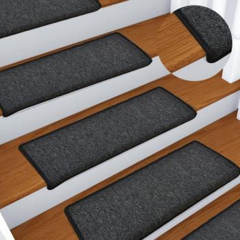 Kit de Tapetes para Degraus 15 pcs 65x21x4 cm Cor Antracite vidaXL