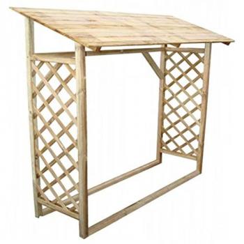 MILANI HOME Legnaia portalegna con griglie decorative in legno impregnato 180x177 Forest