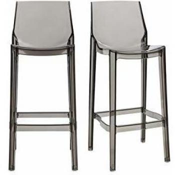 Miliboo Tabouret à Hauteur Ajustable H75 – Gris Transparent – 2 unités