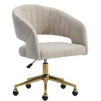 Tiriesi Office Velvet Chair – Beige Doré, réglage haute‑légère