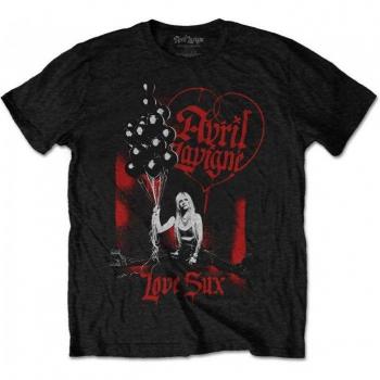 T-shirt en coton Avril Lavigne Love Sux Balloons pour adulte Noir L