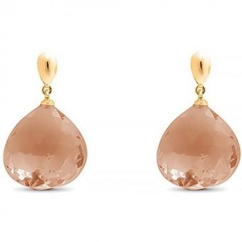 Pendientes Luxenter Zoqoyi de Plata de Ley 925 con Cuarzo Ahumado y Baño Oro 18K
