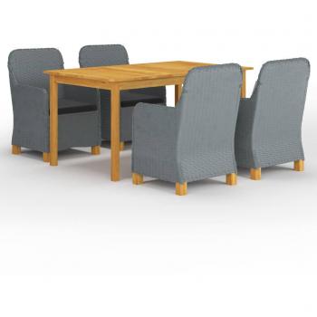 Juego de comedor al aire libre 5 piezas gris claro